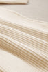 Beige Ribbed Knit Contrast Cuffed Short Sleeve Polo Sweater